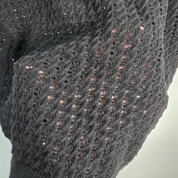 Varley Monte V-Neck Knit Polo Top Black White Contrast Collar Open Knit  XL - Picture 8 of 9